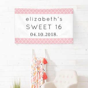 Lona Latticework rosado, barril marroquí, dulce 16