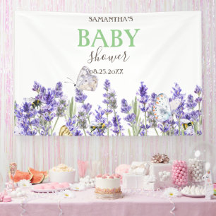 Lona Lavander Butterflies Baby Shower botánico