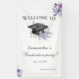 Lona  Lavander Purple Floral Graduation welcome banner
