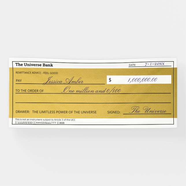 Lona Law of Attraction Elegant Gold Abundance Check (Horizontal)