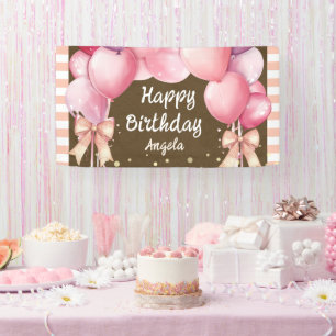 Lona Lazos rosados para niñas Bienvenida Cumpleaños Pap