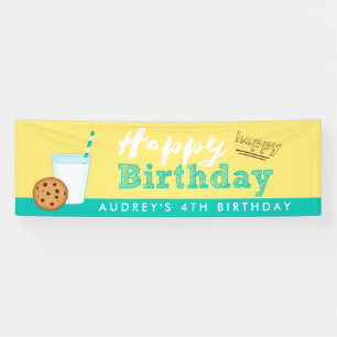 Lona Leche y galletas Felices Cumpleaños