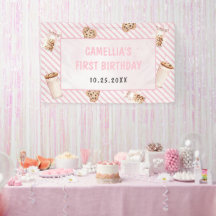 Leche y galletas Pink First Birday Party