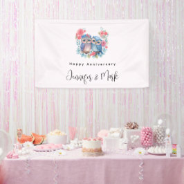 Lona Lechuzas enamoradas sentadas en un aniversario de