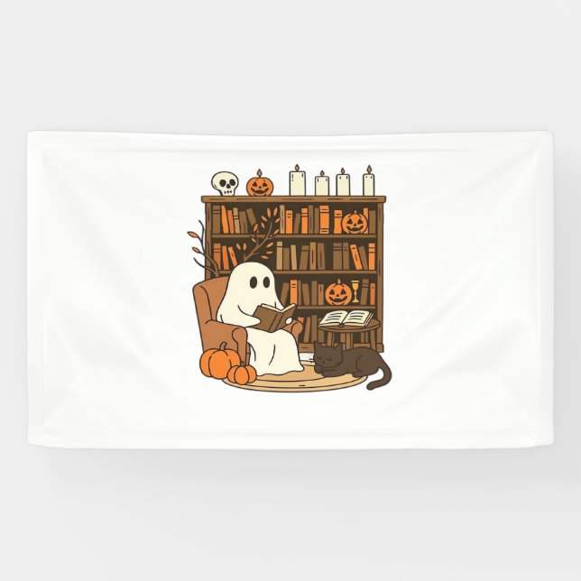 Lona Lectura fantasma en la acogedora biblioteca de Hal (Horizontal)