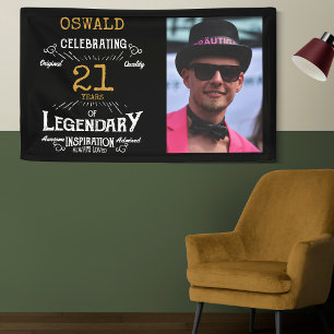 Lona Legendario de plantilla fotográfica de cumpleaños