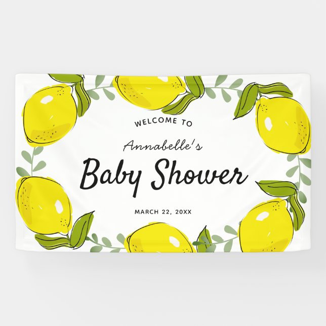 Lona Lemon Citrus Wreath White Baby Shower (Horizontal)