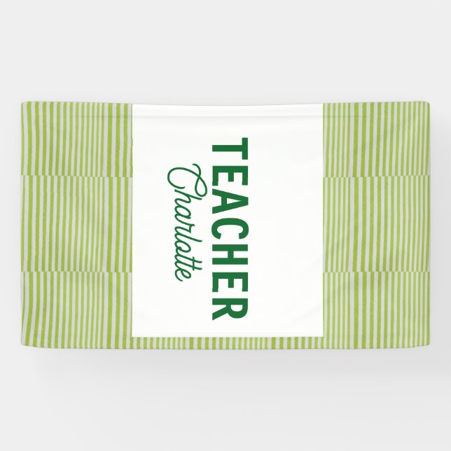 Lona Lemon green white stripes teacher professor name c (Horizontal)