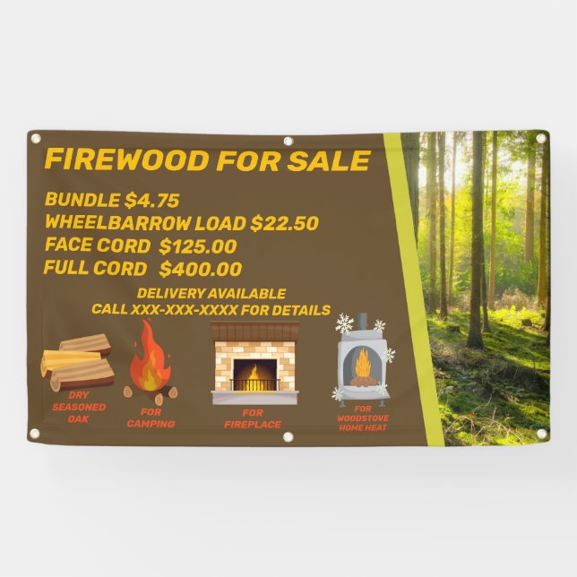 Lona Leña personalizada para la venta Camping chimenea  (Horizontal)