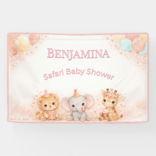 Lona León Elefante Jirafa Pastel Melocotón Rosa Fantasí