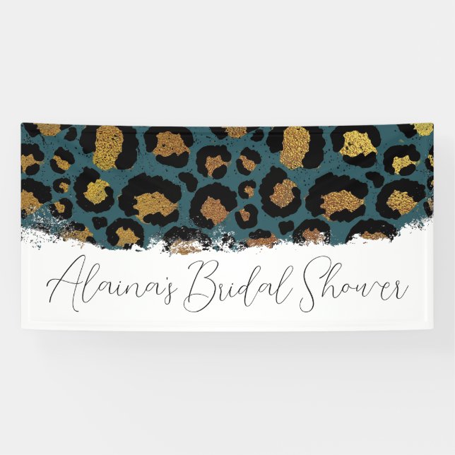 Lona Leopard Print Bridal Shower Fiesta Banner (Horizontal)