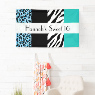 Lona Leopard Print, Zebra Print, Blue, Sweet 16