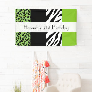 Lona Leopardo Print, Zebra Print, Green, Birday