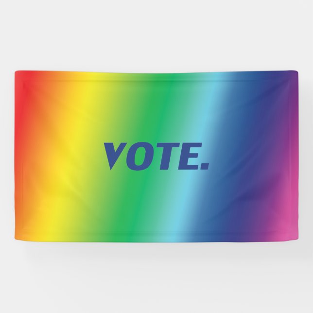 Lona Letras azules "Vote", arcoiris lgbtq lgbt de orgul (Horizontal)