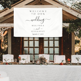 Lona Letrero Colgante de Bienvenida de Bodas con Letra