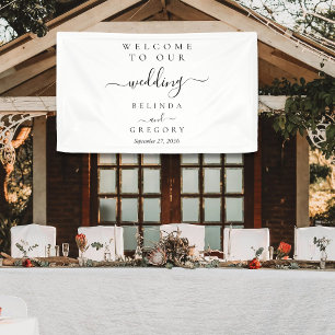 Lona Letrero Colgante de Bienvenida de Bodas con Letra 