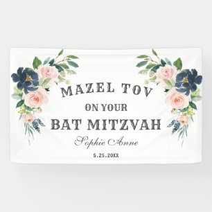 Lona Letrero de bienvenida Bat Mitzvah de la Marina de 
