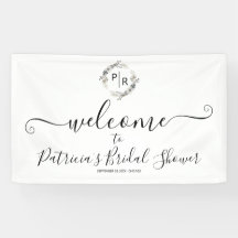 Letrero de bienvenida con banner de Monograma Flor