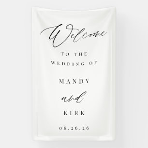 Lona Letrero de Bienvenida de Boda con Caligrafía Moder