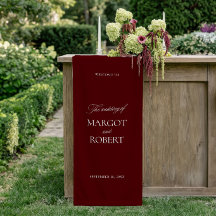 Letrero de Bienvenida de Boda Elegante Burgundy en