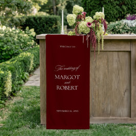 Lona Letrero de Bienvenida de Boda Elegante Burgundy en