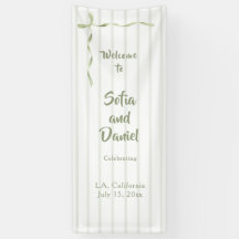 Letrero de bienvenida de boda verde salvia persona