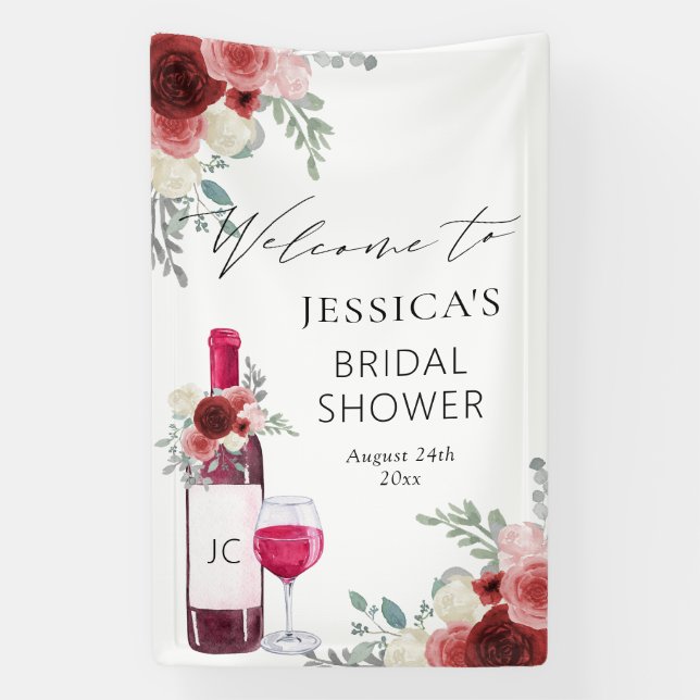 Lona Letrero de bienvenida de vino tinto antes de los v (Vertical)