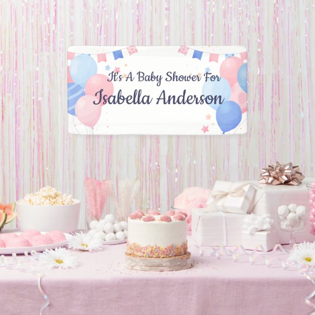 Lona Letrero de Bienvenida para Baby Shower con Globos  (Fiesta)