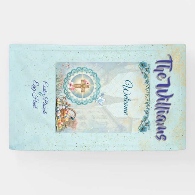 Lona - Letrero de bienvenida para Brunch de Pascua – Pe (Horizontal)