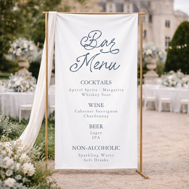 Lona Letrero de menú de bar para boda en finca francesa (Subido por el creador)