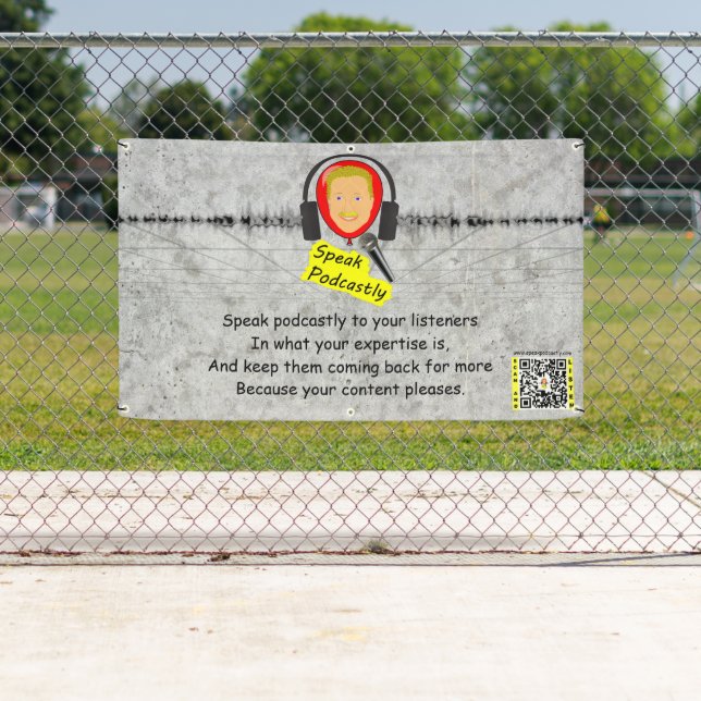 Lona Letrero de Speak Podcastly (In situ)