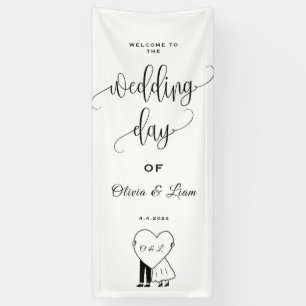 Lona Letrero de tela para boda personalizado, Bienvenid