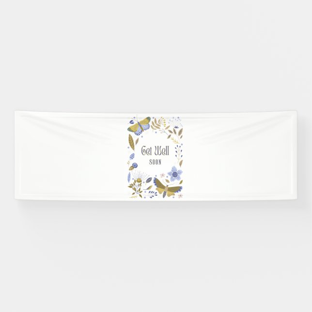Lona Letrero de Vinilo 2.5x8 Get Well Soon Blues (Horizontal)