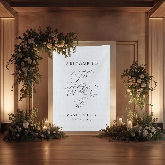 Lona Letrero Personalizado “Bienvenidos a Nuestra Boda” (Personalized Welcome Wedding Sign)