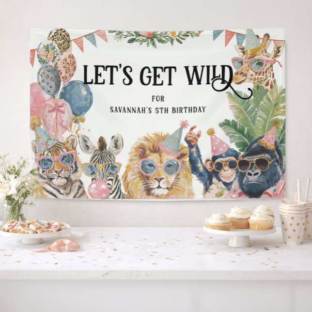 Lona Let's Get Wild Jungle Birthday Party (Subido por el creador)
