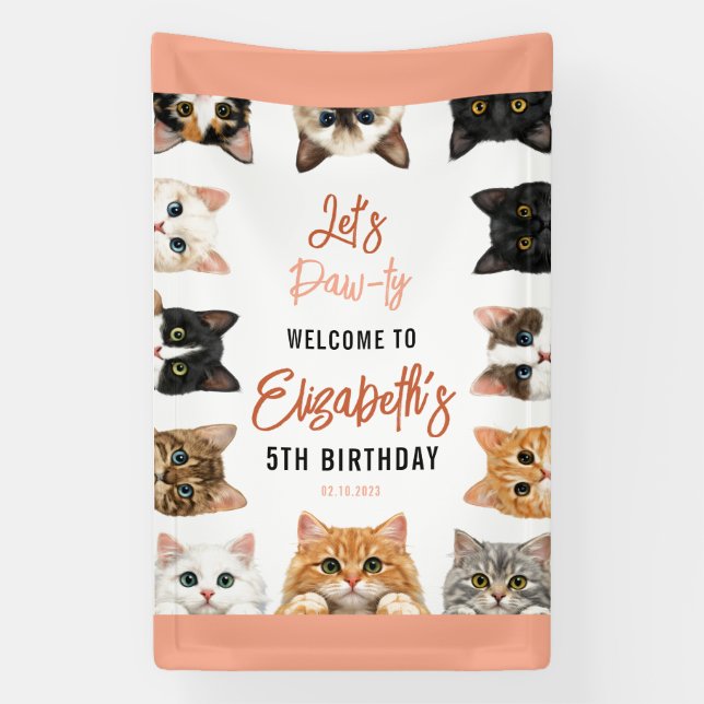 Lona Let's Pawty Cat 5th Birthday | Custom Birthday Kid (Vertical)