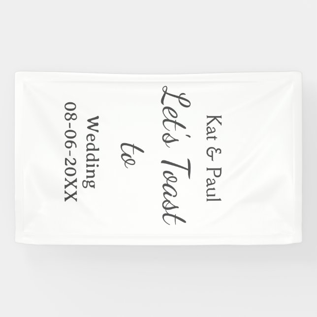 Lona Let's toast to wedding add name date simple couple (Horizontal)