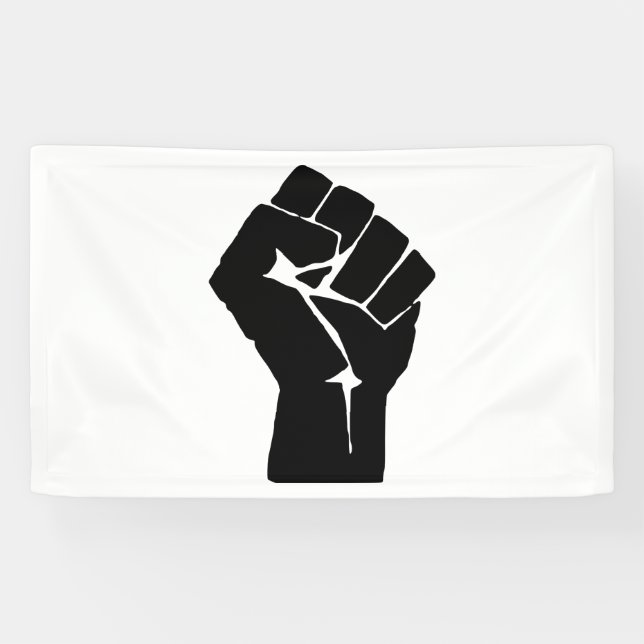 Lona Levantan puño negro - Protesta de resistencia (Horizontal)