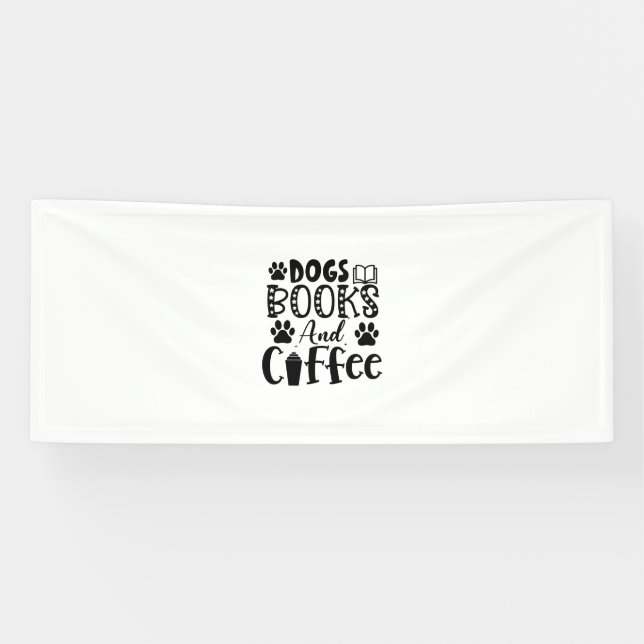 Lona Leyendo Arte Libros Perros Y Café (Horizontal)