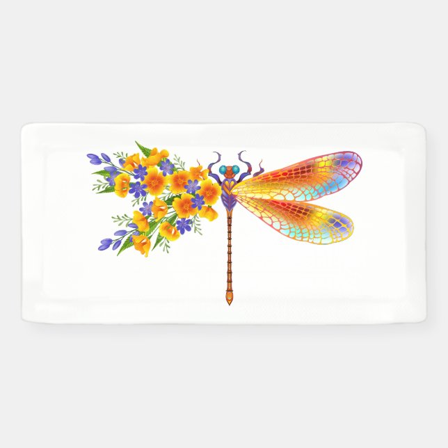 Lona Libélula de Flor Amarilla (Horizontal)