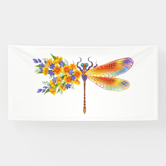 Lona Libélula de Flor Amarilla (Horizontal)