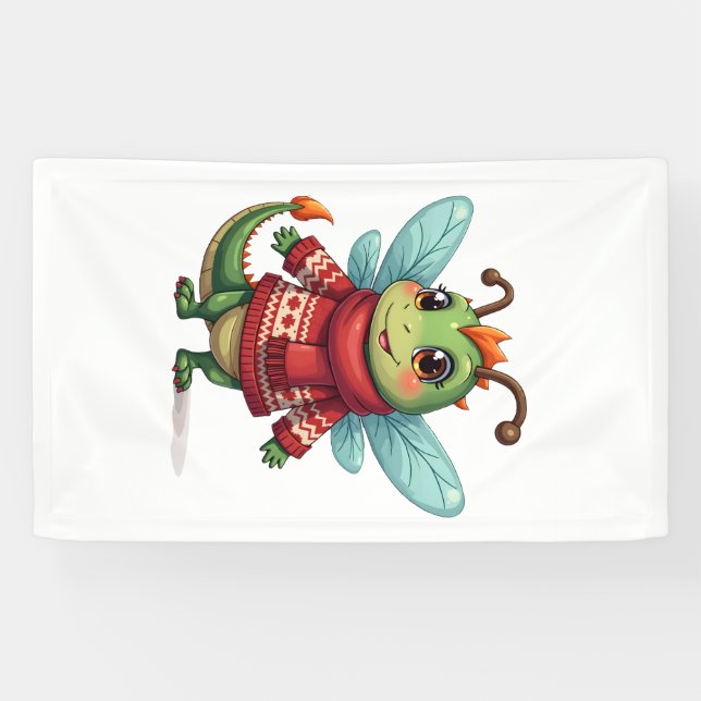 Lona Libélula de Navidad Acogedora (Horizontal)