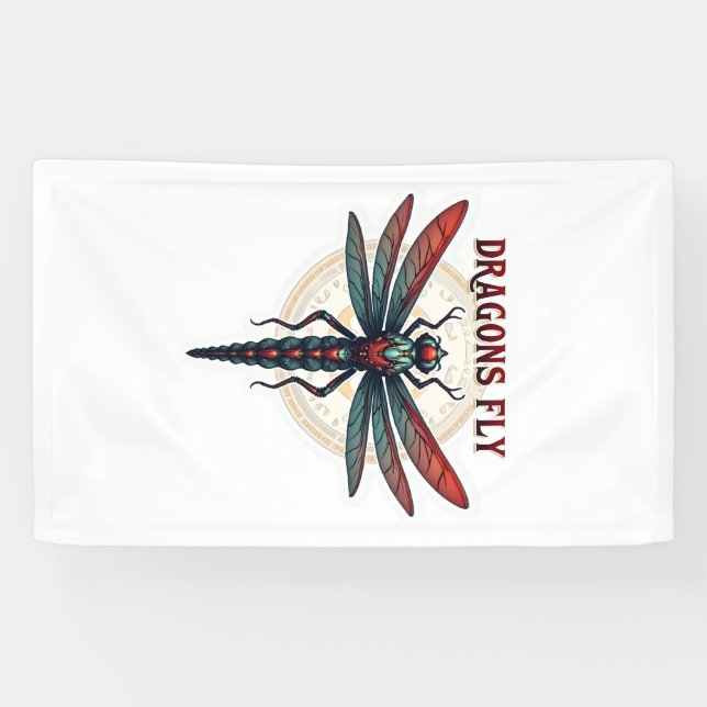 Lona Libélula Steampunk mecanizada genial - Dragones vu (Horizontal)