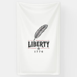 Lona Libertad 1776 Diseño Vectorial de Pluma Patriótica