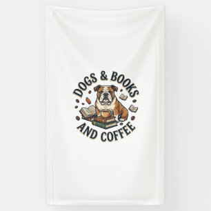 Lona Libros de perros Café Bulldog Taza apilada_1