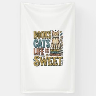 Lona Libros Gatos La Vida Es Dulce Diseño De Lectora De