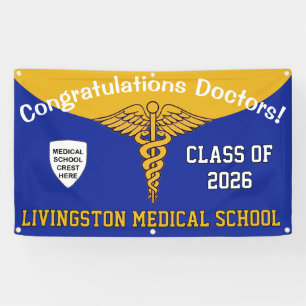 Lona Licenciatura en Medicina de Blue and Gold Caduceus