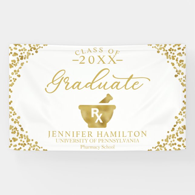 Lona Licenciatura en Oro Blanco de la Escuela de Farmac (Horizontal)