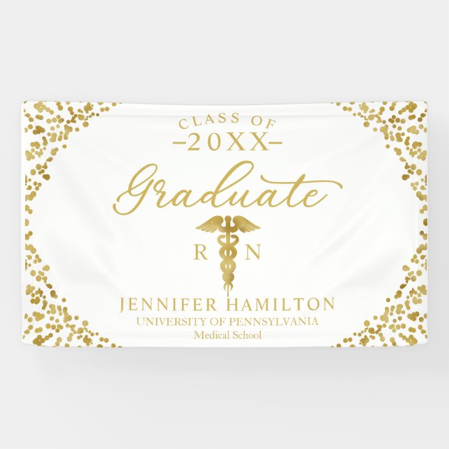 Lona Licenciatura en Oro Blanco de la Escuela de Medici (Horizontal)