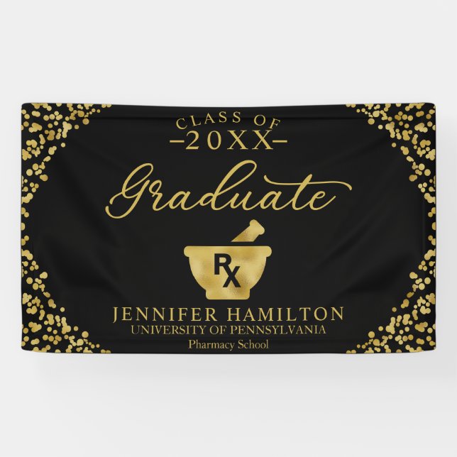 Lona Licenciatura en Oro Negro de la Escuela de Farmaci (Horizontal)